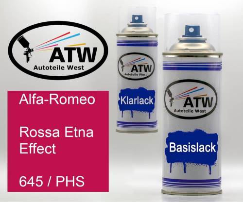 Alfa-Romeo, Rossa Etna Effect, 645 / PHS: 400ml Sprühdose + 400ml Klarlack - Set, von ATW Autoteile West.